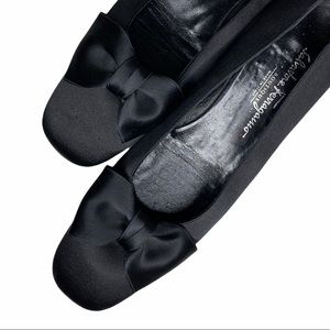 SALVATORE FERRAGAMO Boutique A22 Satin Bow Formal Wedding Short Heel Shoe Italy